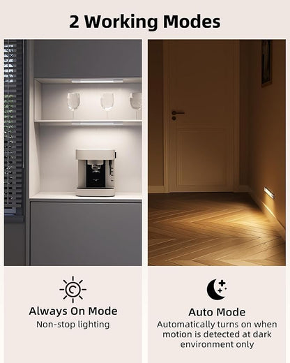 EZVALO 3 Pack 8” Motion Sensor Light Indoor Rechargeable, Stick on Under Cabinet Lighting Wireless, 30 LEDs Closet Light, Dimmable, 3 Color Temps, Counter Lights for Wardrobe, Pantry, Bedroom, Kitchen