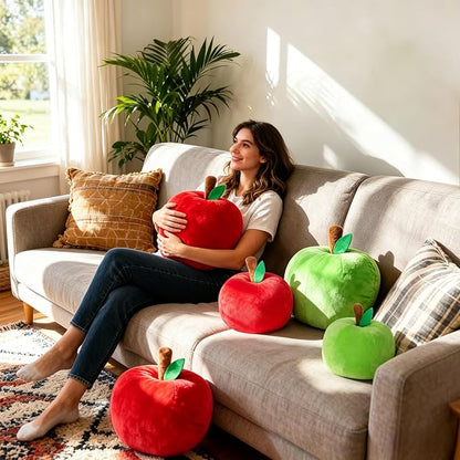 LANPU Cute Apple Shaped Plush Pillow – Soft Fruit Cushion for Couch, Sofa, or Bed, Adorable Decorative Throw Pillow for Room, Living Room & Home Decor (8 Inch,Green)