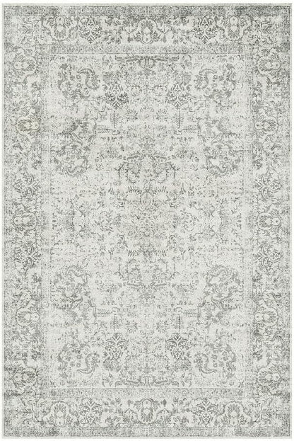 Rugxara 6x9 Washable Area Rug for Living Room, Neutral Vintage Large Boho Rugs for Office, Dining Room, Kids Room, Farmhouse, Durable Low Pile Non Slip Carpet for High Traffic Areas, Light Grey