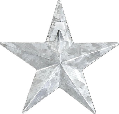 VHC Brands Patriotic Faceted Metal Star Galvanized Wall Hanging 4x4, Independence Day Decor, American Star Design, Distressed Appearance Metal Wall Hanging