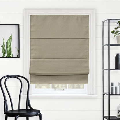 CHICOLOGY Cordless Roman Shade Window Treatment, Room Darkening Privacy Liner, True-to-Size No Deduction, Inside/Outside/Ceiling Mount, Cordless for Kids & Pets, 34" W x 64" H, Del Mar Sandcastle