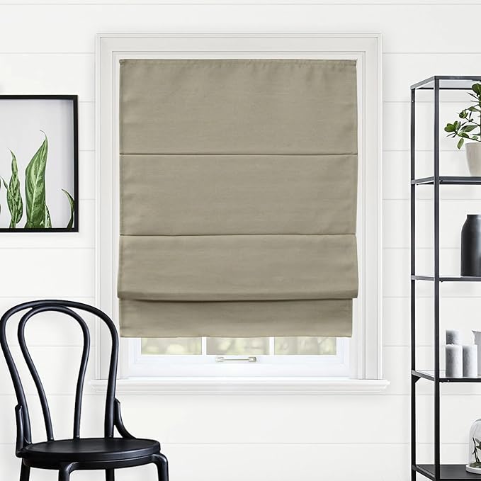 CHICOLOGY Cordless Roman Shade Window Treatment, Room Darkening Privacy Liner, True-to-Size No Deduction, Inside/Outside/Ceiling Mount, Cordless for Kids & Pets, 47" W x 64" H, Del Mar Sandcastle
