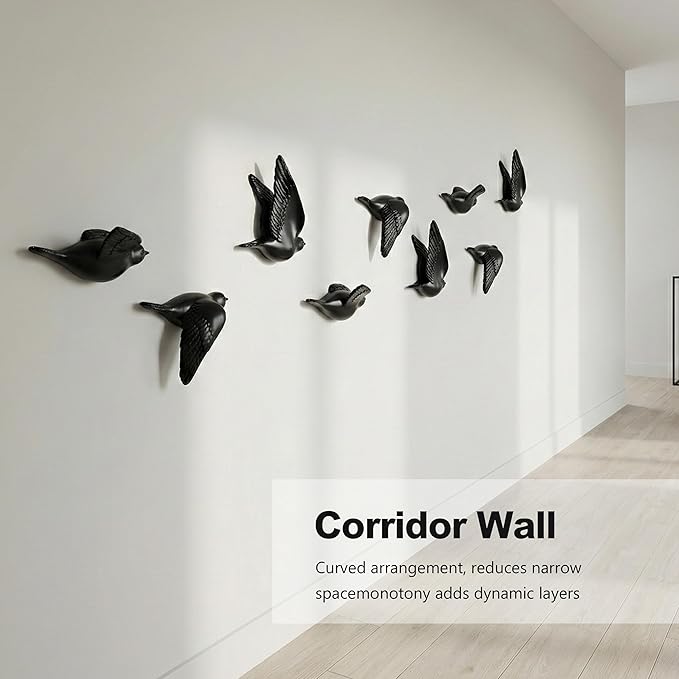 suruim Bird Wall Sculptures Set of 3-3D Wall Art Decor for Living Room, Home Decor Modern GoldEN Wall Decor & Bird Gallery Wall Art (Black)