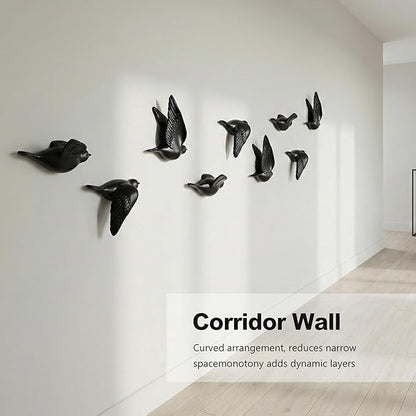 suruim Bird Wall Sculptures Set of 3-3D Wall Art Decor for Living Room, Home Decor Modern GoldEN Wall Decor & Bird Gallery Wall Art (Black)