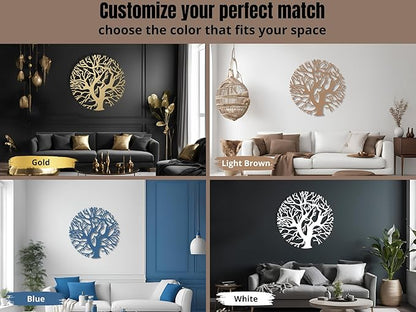 Vailla Tree Ring Wall Art Wall Art 3D Wooden Wall Decor Round Wood Wall Hanging Sculpture Modern Home Decoration Textured Sculptures for Living Room Bedroom Office Dinnig Room Family Tree Decor