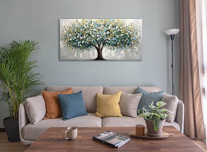 Tree of Life Wall Art Large Modern Canvas Print Framed Landscape Picture, Ready to Hang Home Decor for Living Room, Bedroom, Office, 20x40 Inches
