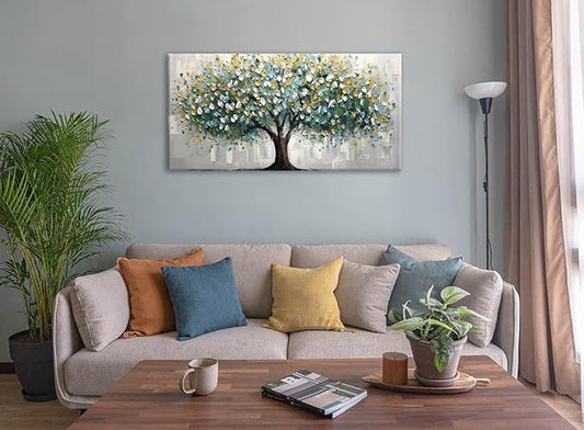 Tree of Life Wall Art Large Modern Canvas Print Framed Landscape Picture, Ready to Hang Home Decor for Living Room, Bedroom, Office, 20x40 Inches