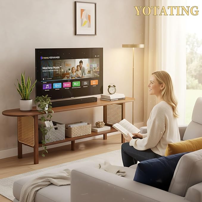 TV Stand for 65 inch TVs, Large Media TV Console with Storage Shelf, Modern Entertainment Center TV Stands for Living Room, Bedroom, 55" TV Table, Walnut