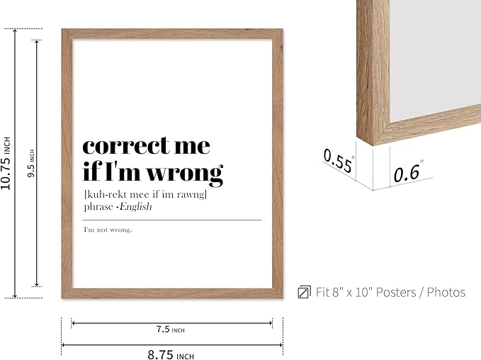 Poster Master Typography Poster - Retro Dictionary Print - Correct Me If I'm Wrong Definition, Book Page, Funny - Gift for Colleague, Friend - Wall Decor for Home, Office, 8x10 Beige Framed