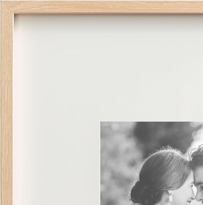Kate and Laurel Gibson Modern Wall Picture Frame Set of 3; 16x20 matted to 8x10; Natural; Three-Piece Frame Set for Gallery Wall Frame Set in Living Room Wall Decor