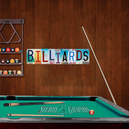 Billiard Room Sign Billiard Rules Wall Art Pool Table Decor Metal Sign Wall Decor License Plate Design Game Room Sign for Pub Bar Billiard Room 16" X 4"
