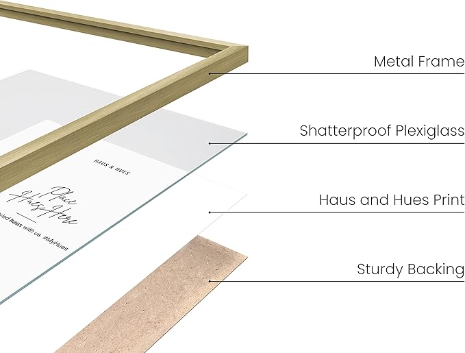 HAUS AND HUES Standalone Gold Aluminum Frame Set of 1-12x18