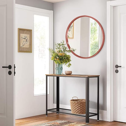 AOAOPQ Round Framed Mirror for Wall Mounted Makeup Red Brushed Rounded Corner Small Mirror Metal Frame Mirrors for Vanity Home Bedroom Living Room Entrance Porch