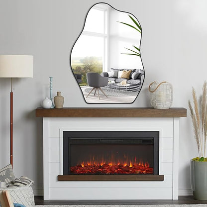 POZINO Irregular Mirror, 32"x24"Asymmetrical Mirror, Morden Odd Shape Mirrors, Abstract Frameless Wall Mirrors for Bathroom Living Room Bedroom Entryway Home Decor