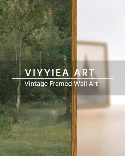 VIYYIEA Framed Canvas Wall Art Home Decor Aesthetic for Living Room, Vintage Wall Art, Framed Prints Painting Tree Artwork Bedroom Pictures Kitchen, Gifts for Friends- Woodland Tree, 16L x 12W