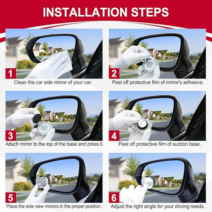 LivTee Blind Spot Mirrors, Apple-Shaped HD Glass Frameless Convex Rear View Mirrors, Wide Angle Adjustable Stick for Side Mirror, Automotive Exterior Accessories for Car, SUV & Trucks, Pack of 2