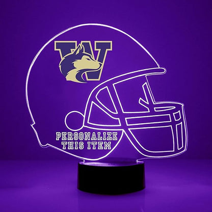 Custom University of Washington (UW) UDub Huskies Football Helmet LED Sign Night Light Lamp - Remote, Personalized, Officially Licensed from the CLC by Mirror Magic Gifts, Made in the USA 1