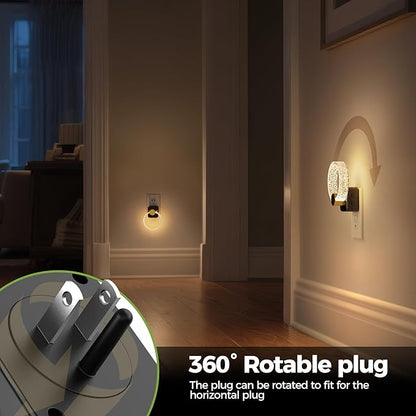DORESshop LED Night Lights Plug Into Wall，[2 Pack]Acrylic Decorative Night Light with Dusk-to-Dawn Sensor, Dimmable Nightlights, Adjustable Brightness for Bathroom,Hallway,Bedroom,Kids Room,Soft White