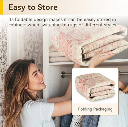 RELEANY Area Rugs 2'x8' Runner Rug Non Slip Washable for Kitchen Hallway Bedroom Beside Laundry Room Bathroom Rug, Floor Carpet, Pink Light Vintage Pink