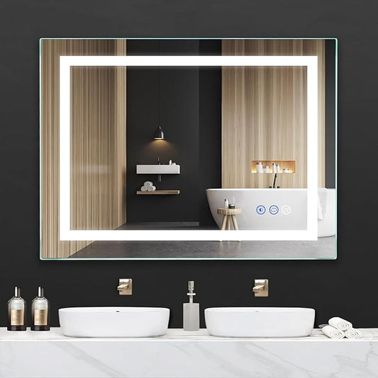 36"x 28" LED Bathroom Mirror with Light, Anti-Fog, Dimmable, Color Temperature Adjustable 3000-6000K, Memory Function Led Wall Mirror for Bathroom, Vanity (Vertical/Horizontal)