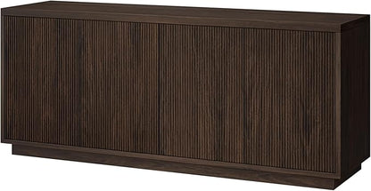Henn&Hart Fluted TV Stand for TVs up to 65" with 2 Concealed Ribbed Storage Cabinets and Adjustable Shelves for Living Room, Family Room, or Office, Rich Brown
