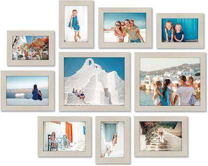 Americanflat Set of 10 Picture Frames with Shatter-Resistant Glass - Gallery Wall Frame Set with Two 8x10, Four 5x7 and Four 4x6 Frames - Signature Collection - Light Wood
