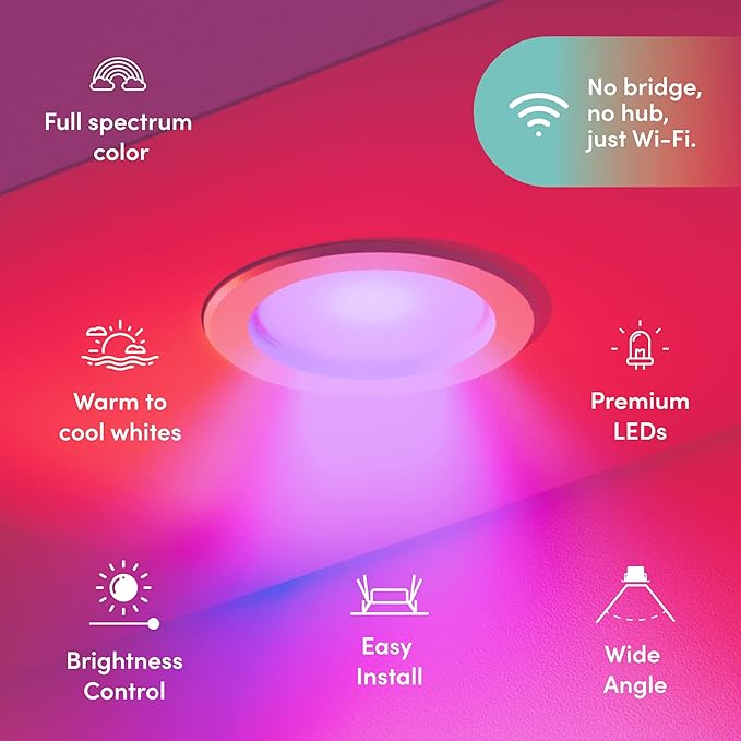 LIFX SuperColor 5-6" Smart Downlight Retrofit, 800 Lumens, CRI 90, Compatible with Alexa, Apple Homekit, SmartThings, Fits existing 5-6” Recessed Can Lights, LXDL6CUS