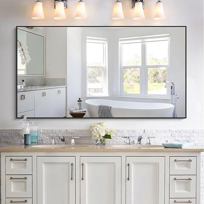 KOCUUY Bathroom Mirror, 30x55 Inch Large Black Mirrors for Wall, Rectangle Long Vanity Mirror with Aluminum Frame Modern Home Decor for Bathroom, Living Room, Entryway, Hang Horizontal/Vertical
