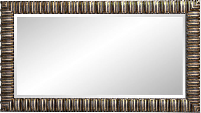 Howard Elliott Collection Alexander Leaning & Standing Full Length Oversized Mirror, Traditional Antique Bronze Wall Mounted Floor Mirror with Wood Frame, for Home, Living Room & Bedroom, 82 x 46 Inch