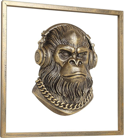 JJALIGHTS Exquisite Resin Animal Head Wall Sculpture (Gift Metal Frame) - Imitation Copper Vintage Decor for Living Room, Bedroom & Office | Decorative Wall Hanging Art (Bigfoot)