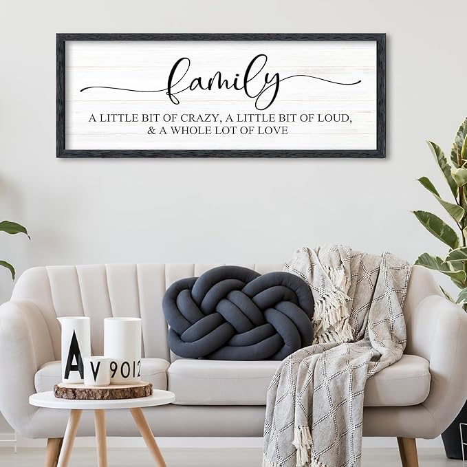 AuraPeak Family Wall Decor For Family A Little Bit Of Crazy Sign Hallway Entryway Horizontal Home Modern Positive Farmhouse Living Room Wall Hanging Art (Black 40"×15")