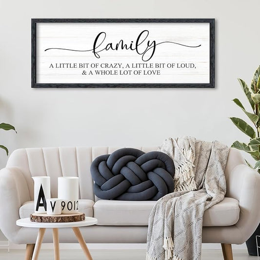 AuraPeak Family Wall Decor For Family A Little Bit Of Crazy Sign Hallway Entryway Horizontal Home Modern Positive Farmhouse Living Room Wall Hanging Art (Black 40"×15")
