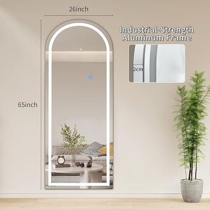 Koonmi Full Length Mirror with LED Lights 65"x26" with Dimming & 3 Color Lighting