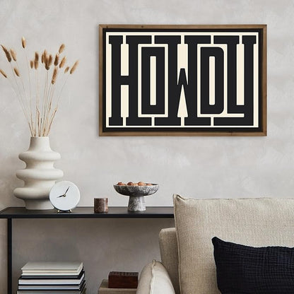 Howdy Wall Art, 23.6x15.7 Inchs Wooden Howdy Sign Western Cowboy Wall Decor, Southwestern Living Room Bedroom Bathroom Home Decorations