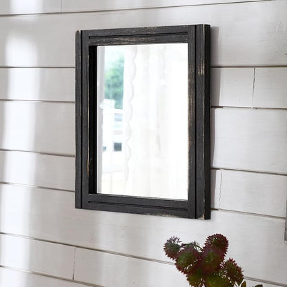 AAZZKANG Wall Mounted Mirror Small Rectangular Retro Mirrors with Wood Frame for Bedroom Living Room Bathroom Entryway Large 20"x16"