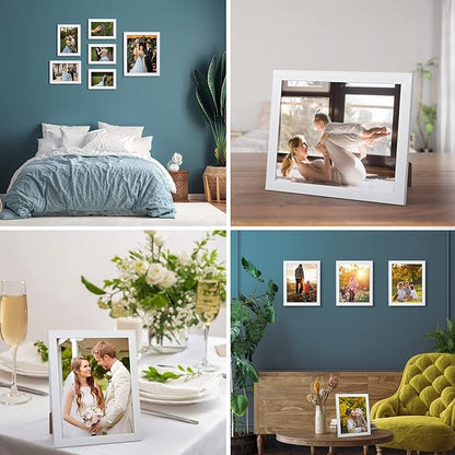 Giftgarden White 5x7 Picture Frame Pack of 12, Multi White Woodgrain 5 by 7 Photo Frames Bulk for Wall or Tabletop Display