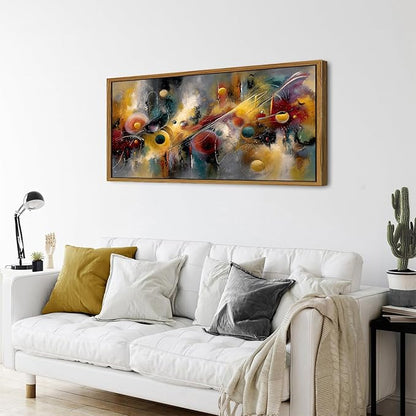 Framed Graffiti Abstract Canvas Wall Art Modern Minimalist Painting for Bedroom Watercolor Neutral Fantasy Circle Vortex Picture Wall Decor Geometric Artwork for Bathroom Living Room Decoration 24x48
