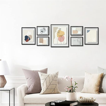 Golden State Art Black Floating Frame for One 14x11, Two 8x10, Four 5x7 Pictures, Clear Glass, Wall Decoration, 7 Pieces