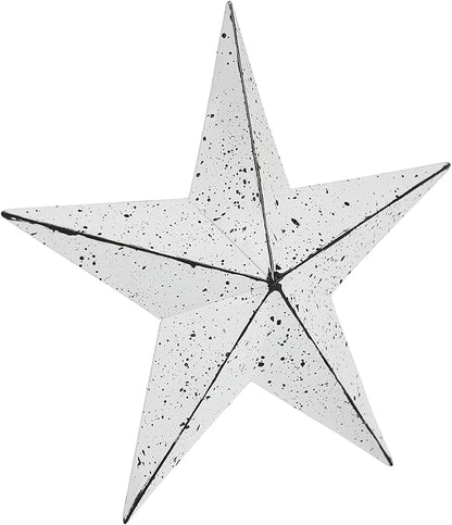 VHC Brands Patriotic Faceted Metal Star White Wall Hanging 8x8, Independence Day Decor, American Star Design, Distressed Appearance Metal Wall Hanging, Star Shape, Country, Matte White