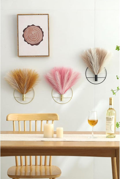 Pretty Jolly Boho Wall Art, Hanging Artificial Pampas Display, 2 Pack - Turmeric, Light Coffee, Gold - Living Room, Bedroom, Bathroom, Dining Room