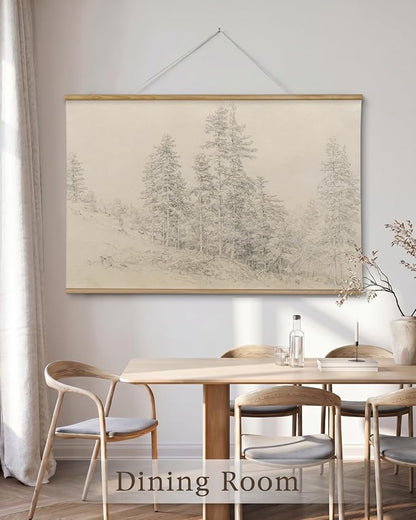 InSimSea 36x54 Large Canvas Scroll Wall Art, Sketch Pine tree Nature Landscape Hanging Painting, Farmhouse Wall Decor for Living Room, Bedroom, Dining Room, Study, Office