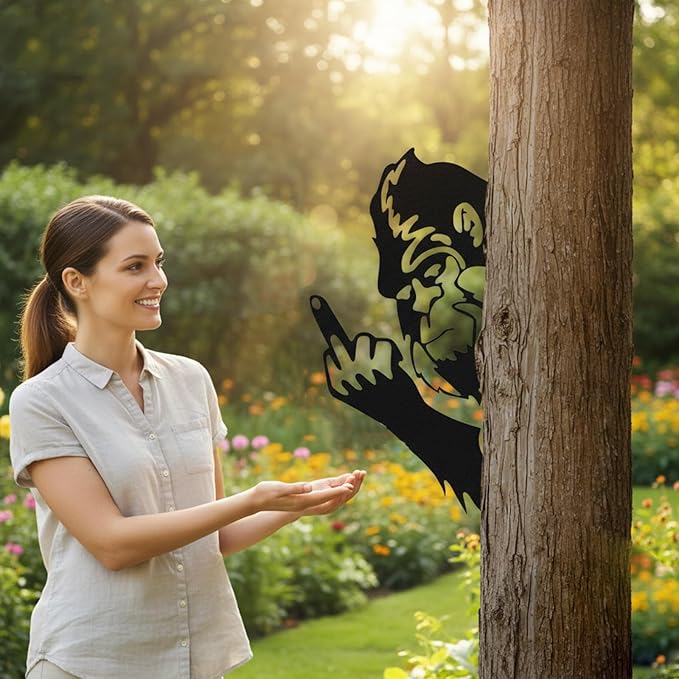 Funny Gorilla Wall Art - Rustproof Metal Sculpture for Outdoor Garden & Patio Decor, Wilderness Theme Novelty Gift