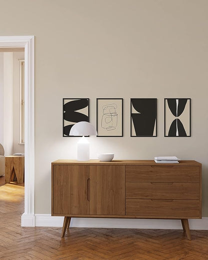 HAUS AND HUES 12x18 Black Oak Frame Set of 4 - Wooden Collage Poster Holders, Wall Display