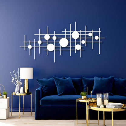 Cadeali Geometric Metal Wall Art, Metal Abstract and Geometric Wall Decor, Minimalist Line Art, Modern Decor, Living Room, Bedroom,Office Hangings(Gold, 35"x16"|90x43cm)