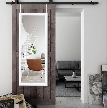 NeuType 47"x18" Over The Door Full Length Mirror, Wall Mount, White