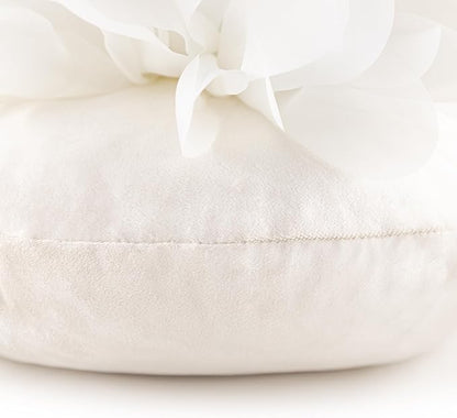 3D Flower Round Throw Pillows Cute Decorative Daisy Sunflower Accent Pillow Modern Farmhouse Elegant Cushion for Bed Couch Chair Car Living Room Christmas Home Decor Gift 12 Inch White