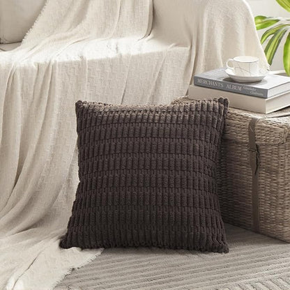 Fancy Homi 4 Packs Decorative Throw Pillow Covers for Living Room Couch Bed, Modern Farmhouse Boho Home Décor Accent Cushion Case, 22" x 22", Dark Brown