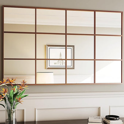 Suidia Wall Mirror, 30" x 48" Window Decorative Mirrors, Metal Framed Wall Decor Wall-Mounted Mirrors for Bedroom, Living Room, Entryway, Gold