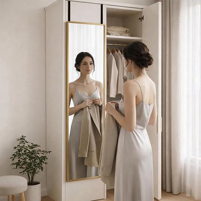 Simple Deluxe 47x14 Full Length Mirror Over The Door, Wall Mounted Full Body Mirror, Luxurious Gold Aluminum Frame, Shatterproof Glass, for Bedroom, Living Room, Entryway, Gold Rectangle
