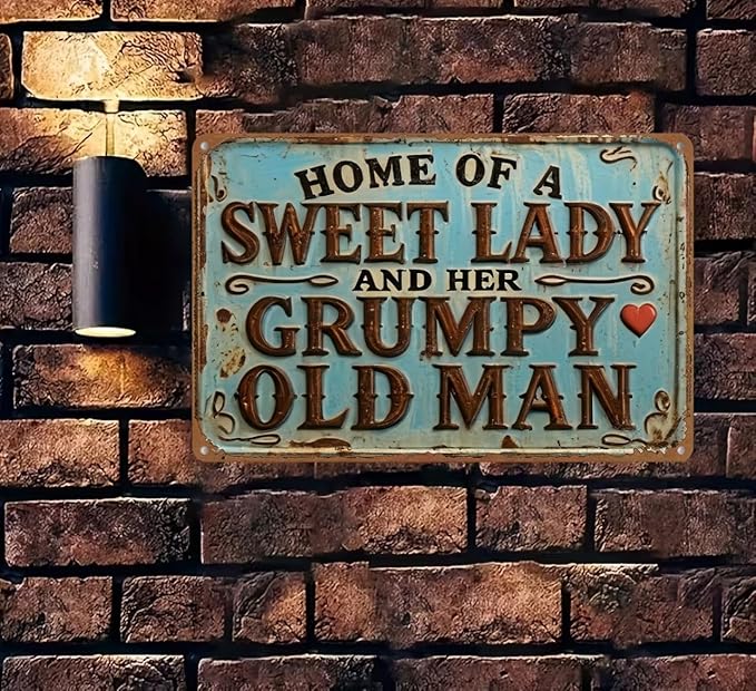 Vintage patio Metal Signs Sweet Lady Grumpy Old Man Tin Sign Vintage Farmhouse Metal Sign Decor Retro Rusticfor Tin Signs Farmhouse Home Kitchen Farm Garden 8x12inch